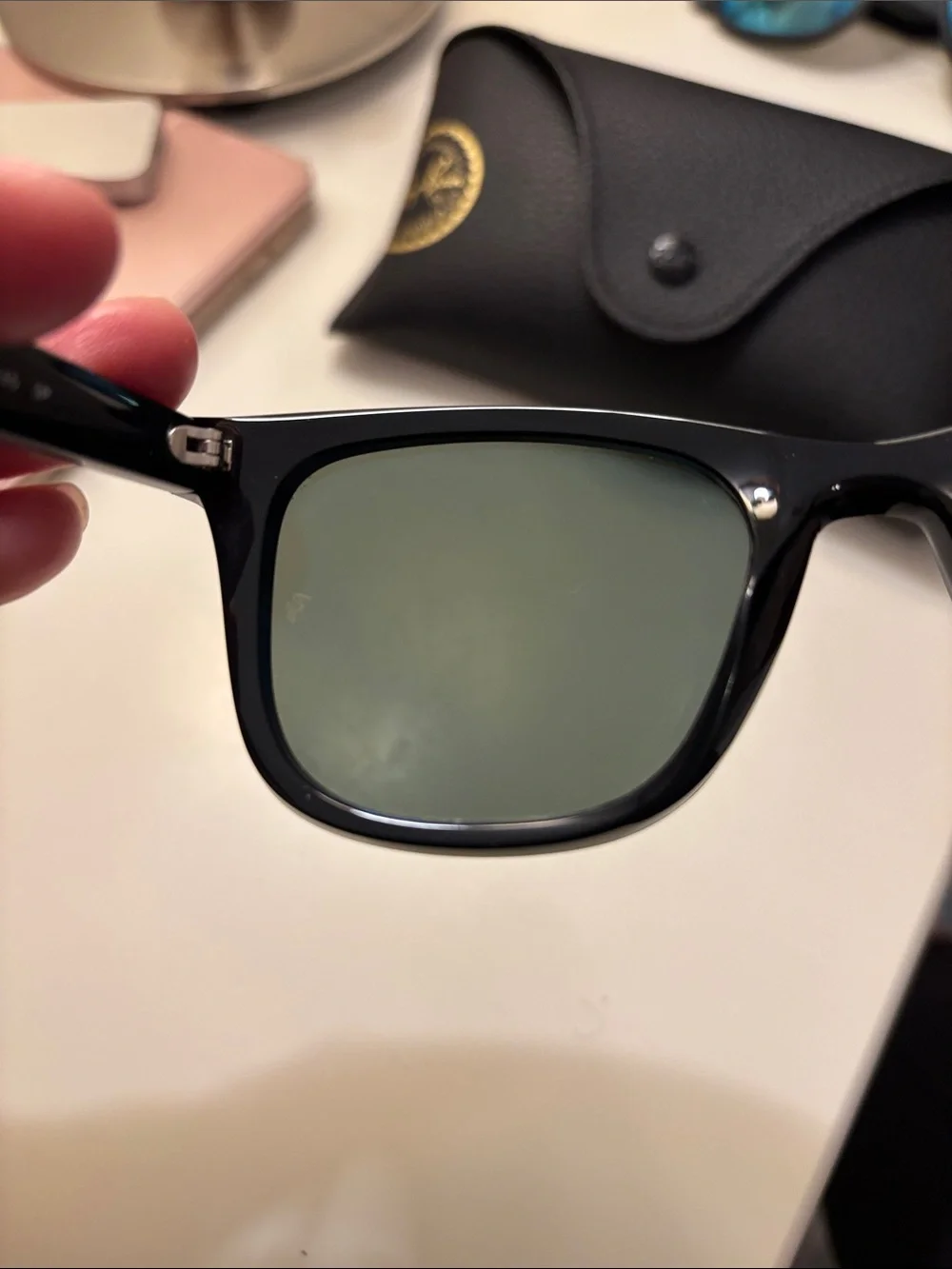 Ray-Ban Polarized RB 4420 Shiny Black Sunglasses with Black Leather Case